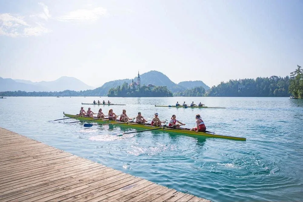 Rowing activity beside Lake Bled at Velika Zaka